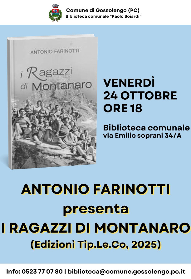 Antonio Farinotti presenta “I ragazzi di Montanaro”