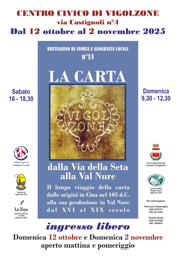La carta, dalla Via della Seta alla Val Nure