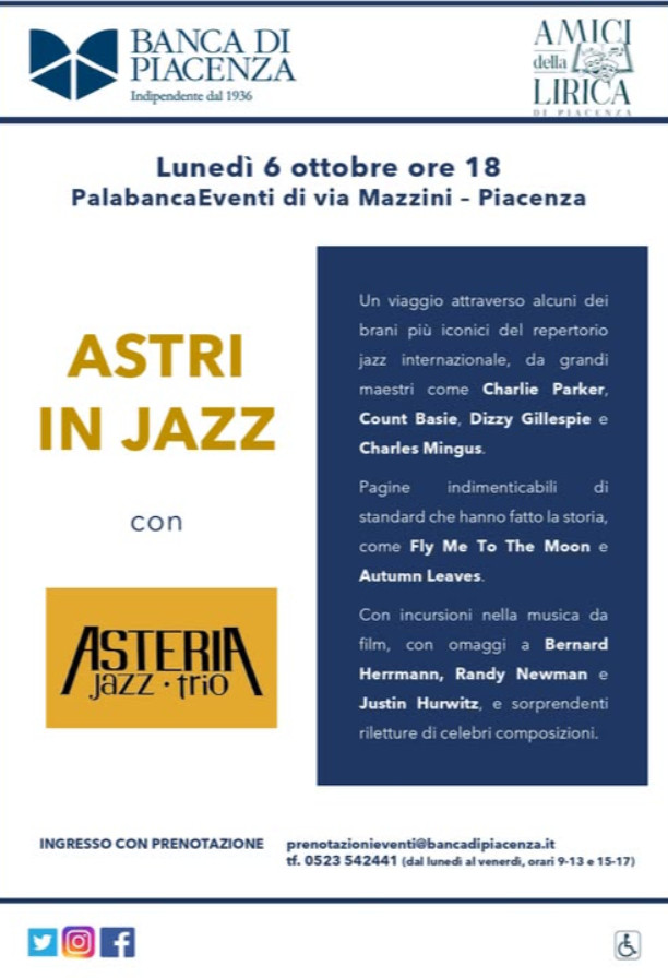 Astri in Jazz – Concerto dell’Asteria Jazz Trio