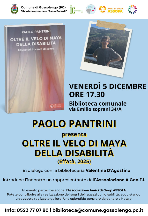 Paolo Pantrini presenta "Oltre il velo di Maya della disabilità"