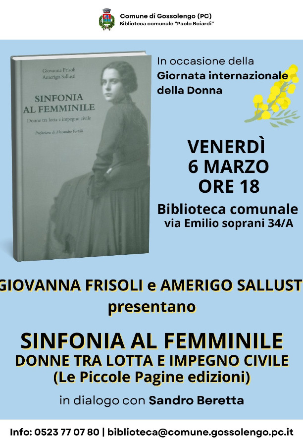 Giovanna Frisoli e Amerigo Sallusti presentano "Sinfonia al femminile"