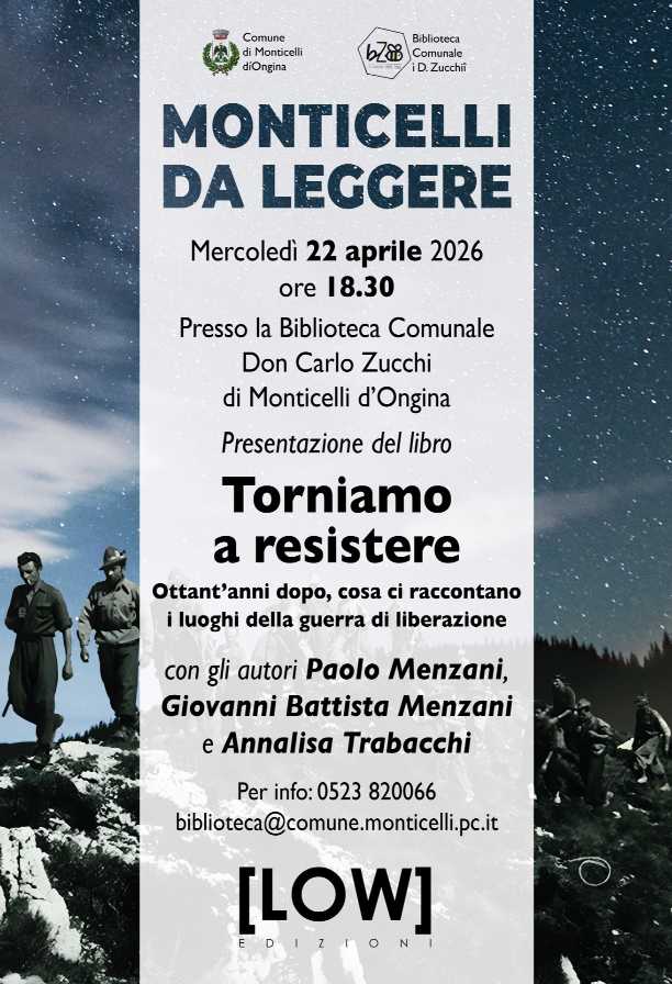 Monticelli da leggere: presentazione di "Torniamo a resistere"