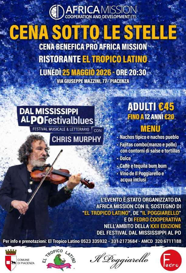 Cena benefica e concerto per Africa Mission