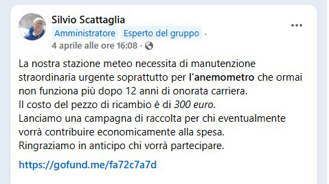 Il post di Scattaglia su Facebook