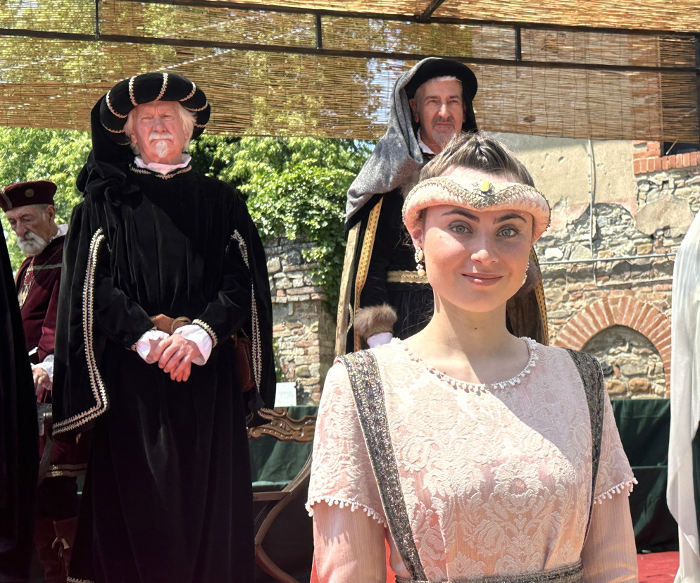 Giulia Orlando nella sfilata del mattino, in rosa (foto Zangrandi)