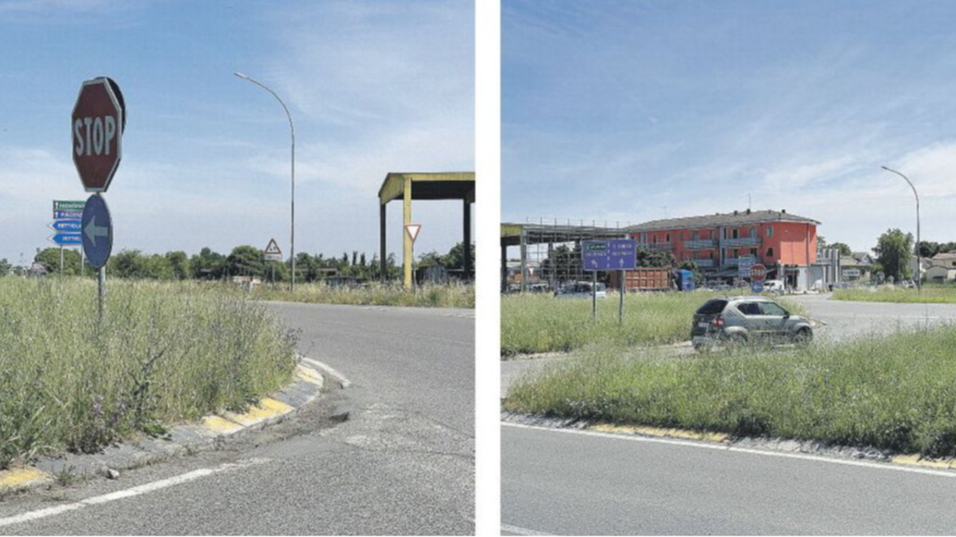 S.Bonico, erba alta nelle aiuole: le auto si immettono alla cieca