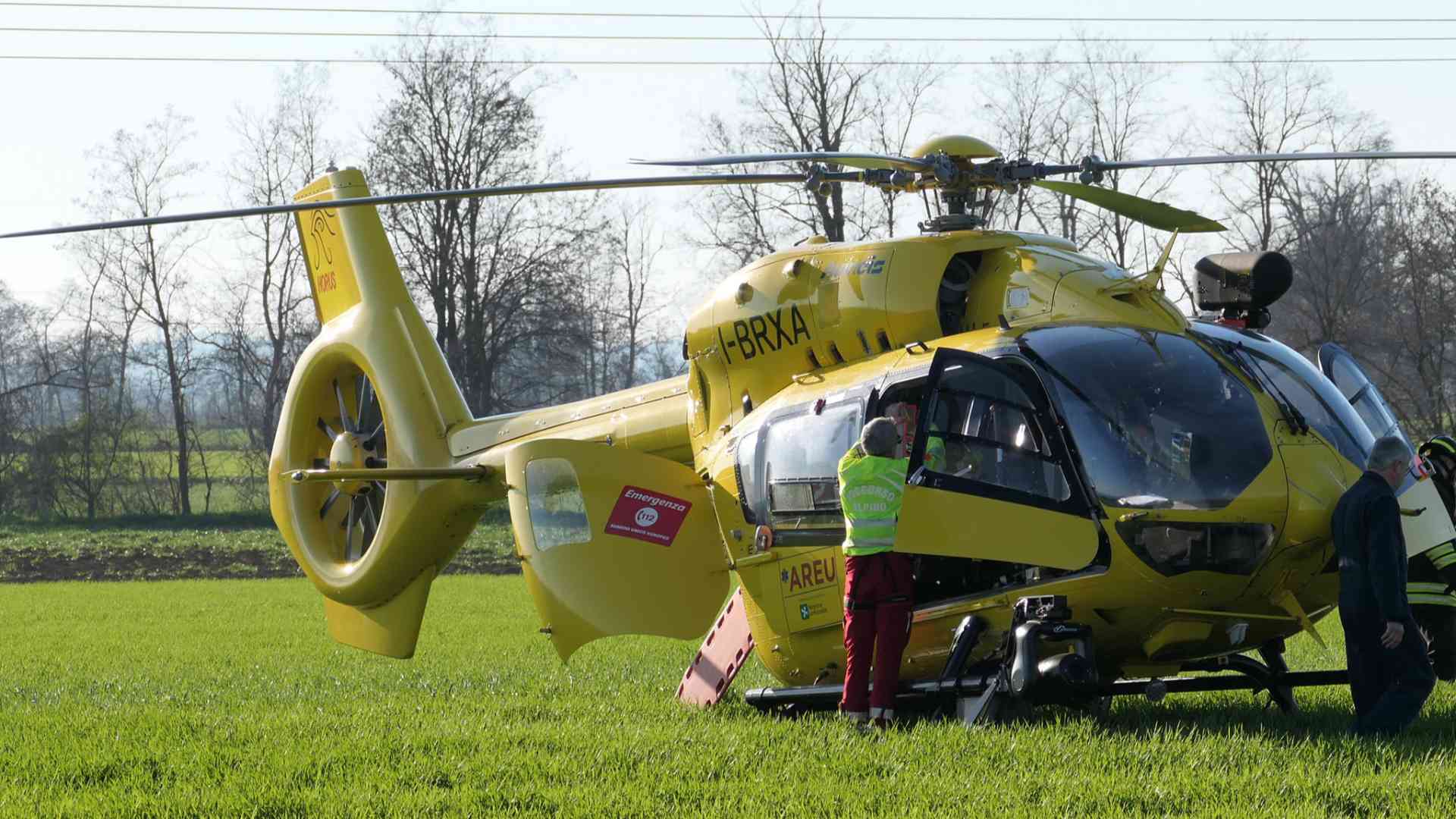 L'eliambulanza intervenuta sul luogo dell'incidente