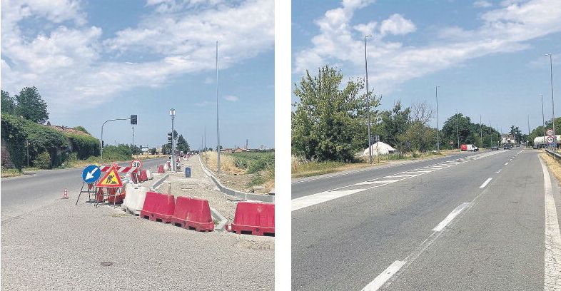 Il cantiere a Mucinasso e (a lato) il punto nei pressi dello svincolo della tangenziale dove sarà installato il semaforo