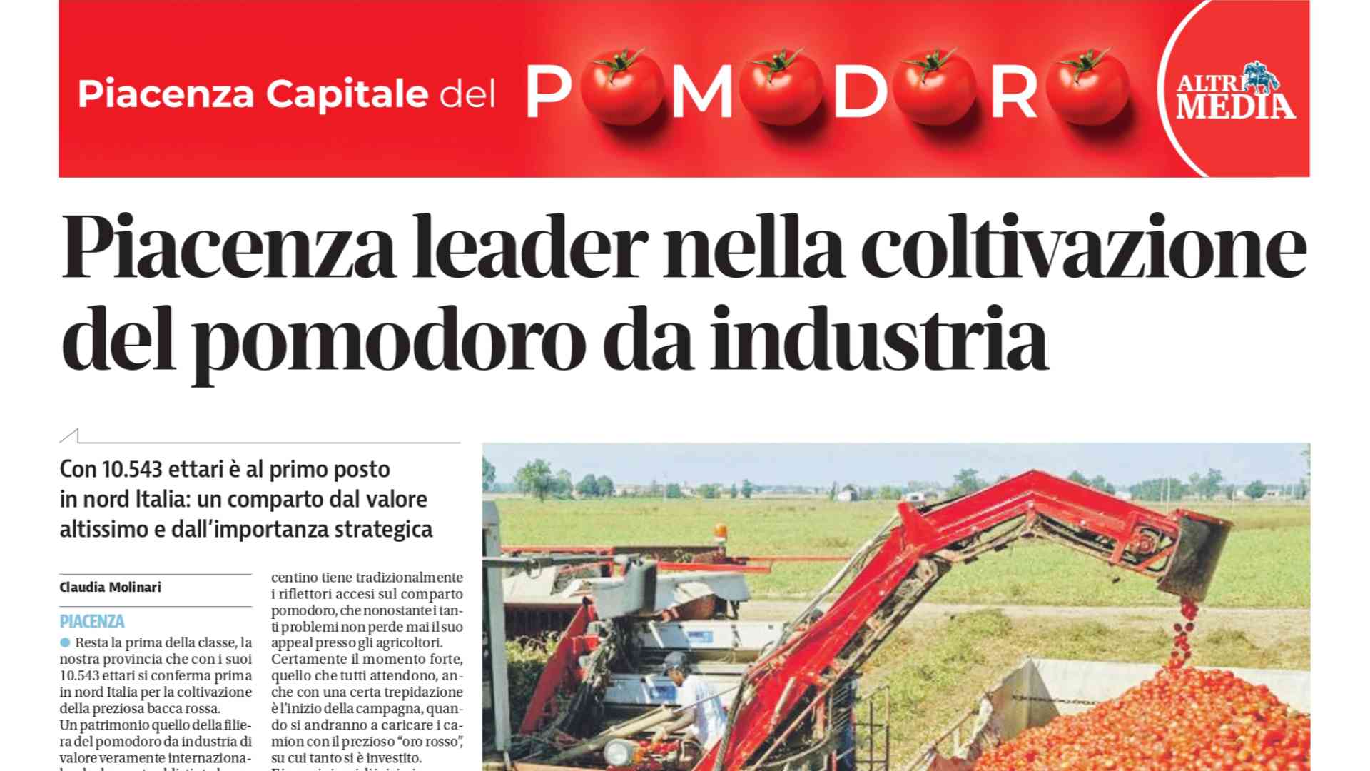 Piacenza capitale del pomodoro: uno speciale di Libertà