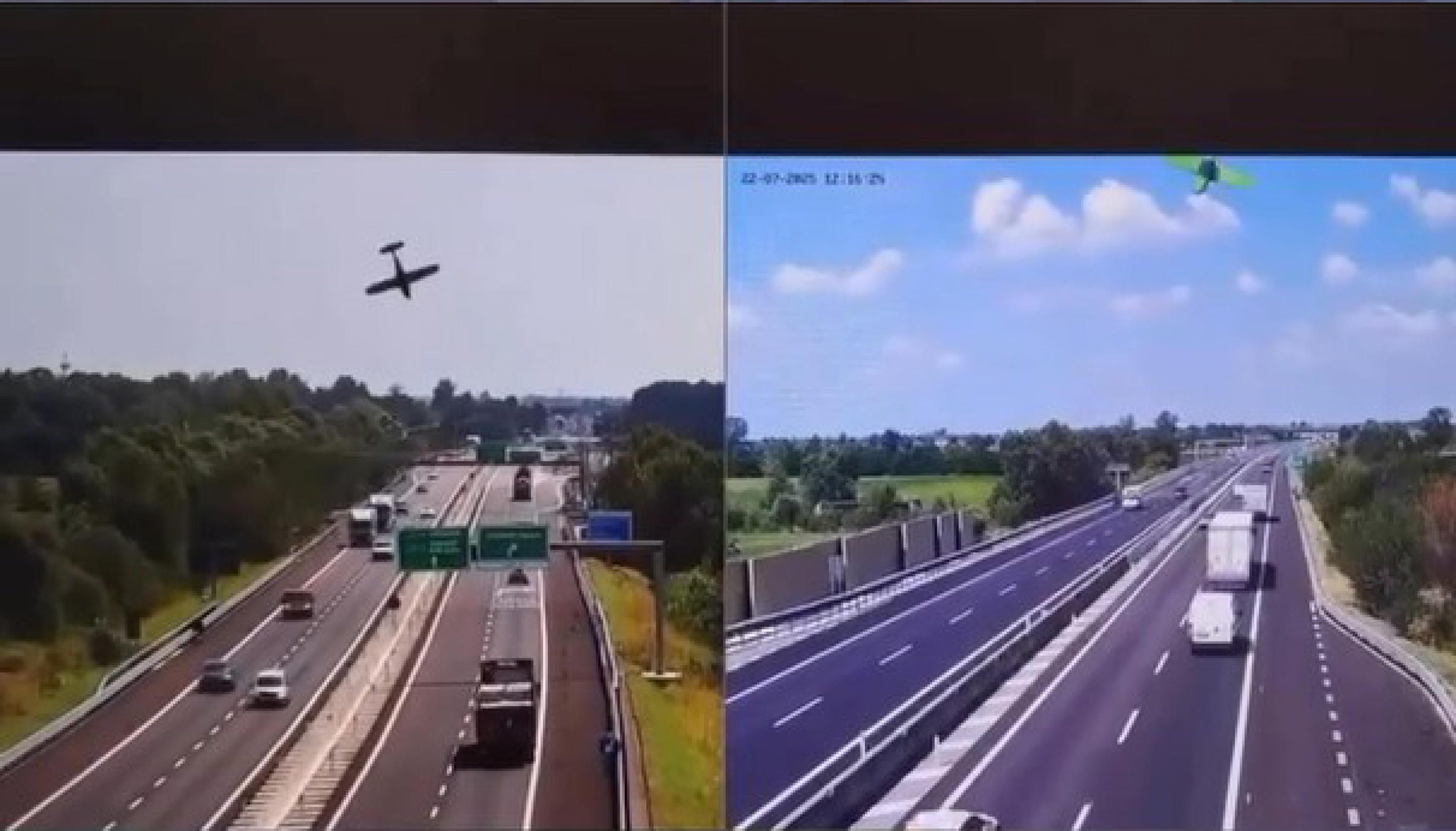  Frame dal video che mostra il velivolo ultraleggero che precipita ad Azzano Mella, in provincia di Brescia