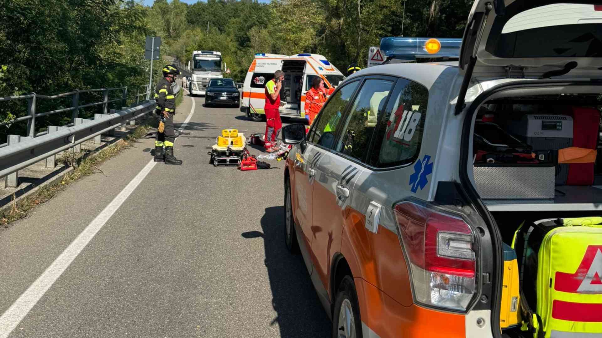 Automobilista gravissimo a Case Trebbia. Statale 45 chiusa