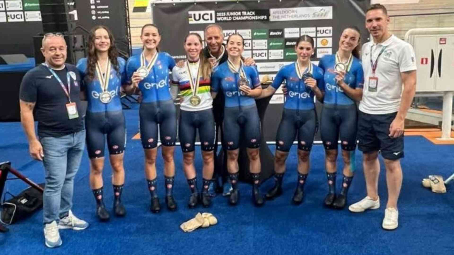 Ciclismo su pista, argento in Olanda per quattro "panterine" piacentine in azzurro
