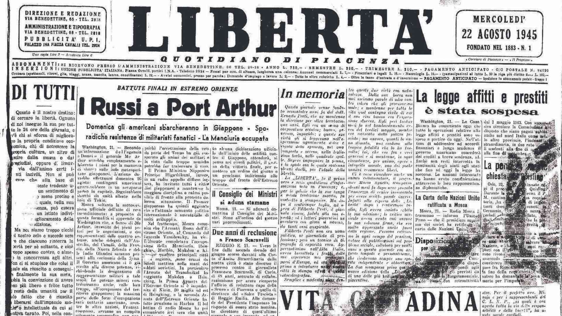 Ottant'anni fa Libertà risorge dalla macerie della guerra