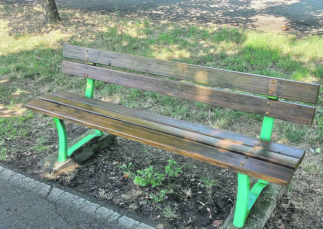 Una delle panchine lungo la ciclabile della Besurica, com’è ora dopo l’intervento dei volontari 