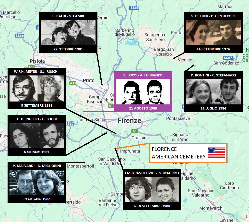 Mappa dei delitti a cura dell'FBI