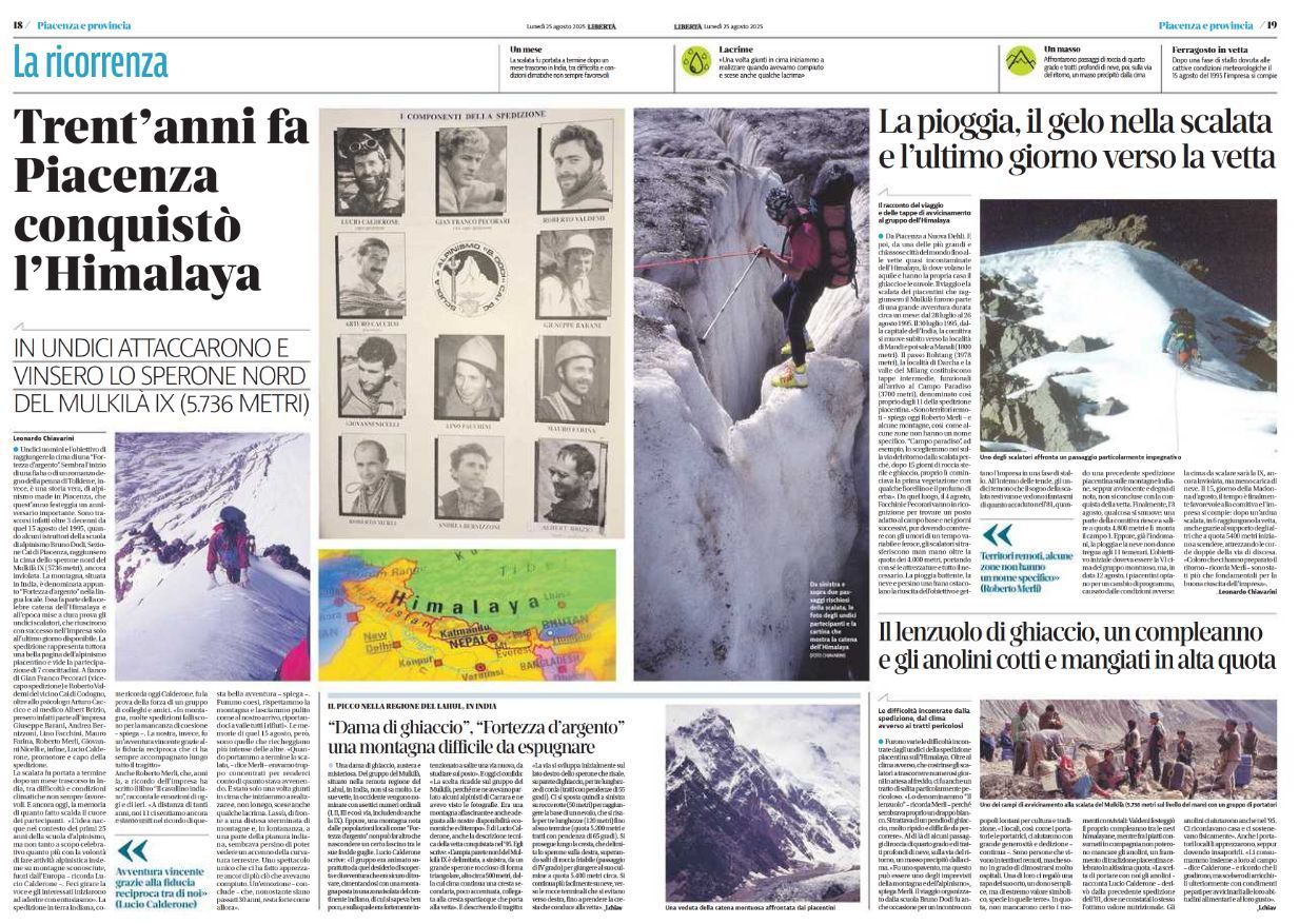 Le due pagine di Libertà di lunedì 25 agosto 2025 dedicate alla ricorrenza 