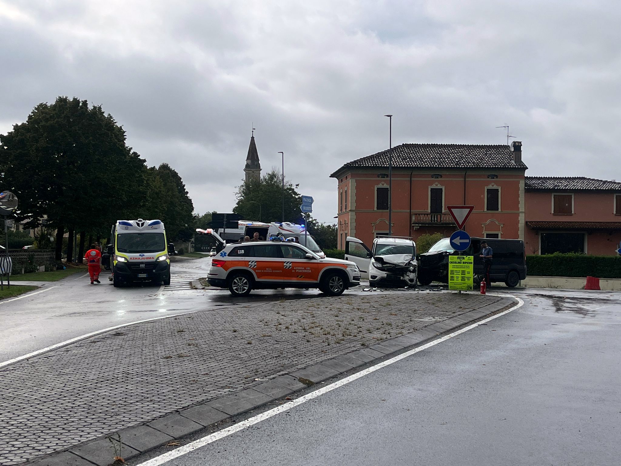 Incidente a Cortemaggiore curva per Cremona