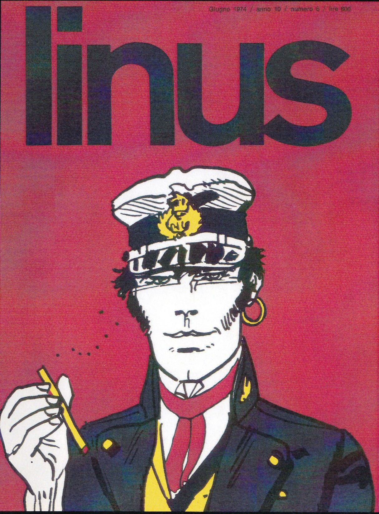 Corto Maltese di Hugo Pratt per la copertina di "Linus" edito da Rizzoli