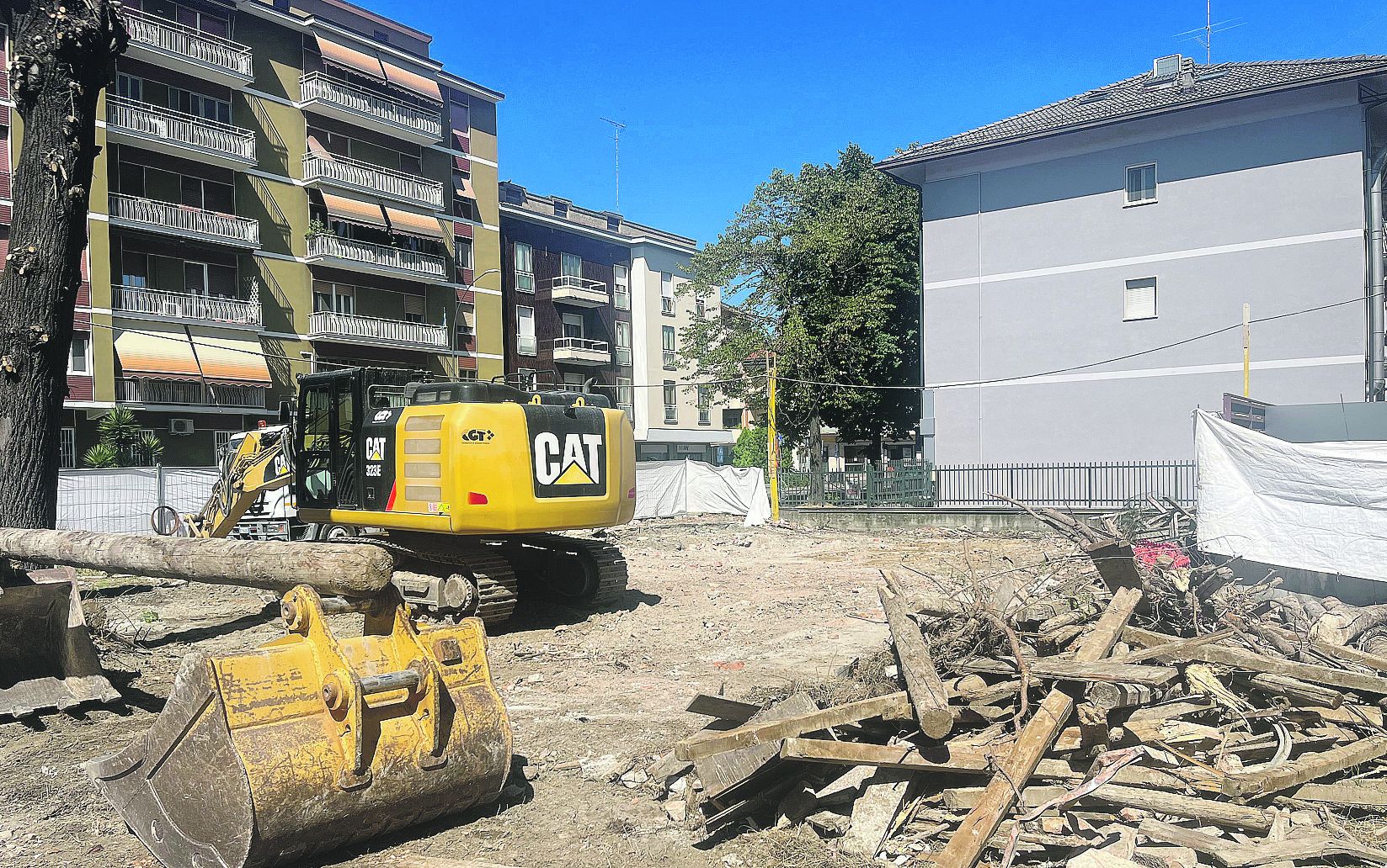 L’area della demolizione ieri, in via Veneto FOTO MALACALZA
