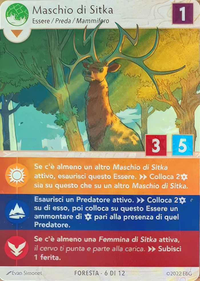 Ogni carta creatura oppure ostacolo riporta degli evvenimenti che si possono attivare nel momento in cui si gira una Carta Sfida