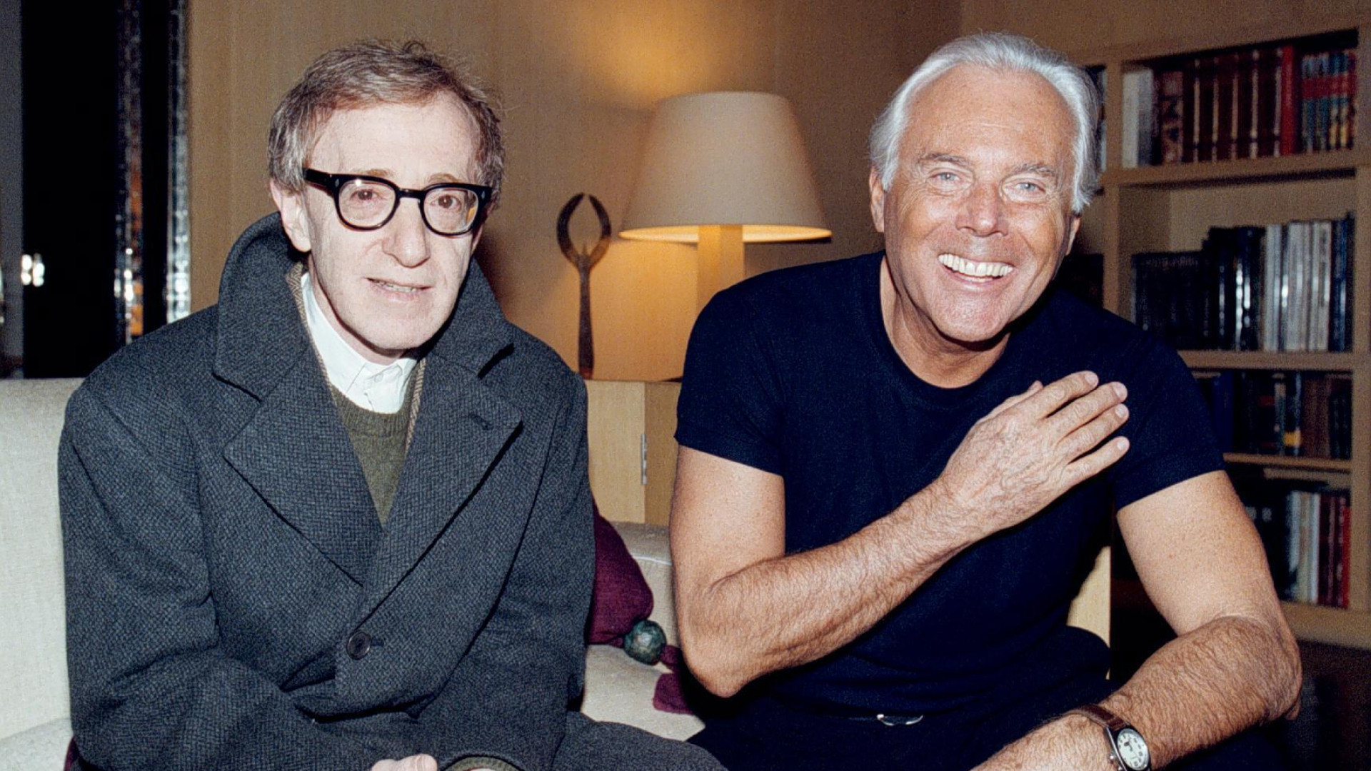 Giorgio Armani con Woody Allen, ospite di una sua sfilata