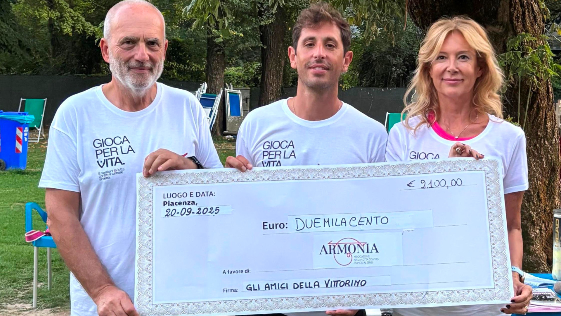 Tennis benefico alla Vittorino, oltre 2mila euro ad Armonia