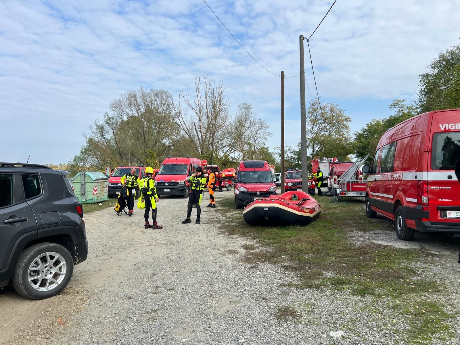 Le ricerche in riva al Po a Parpanese in una zona al confine tra i comuni di Arena Po e Castel San Giovanni