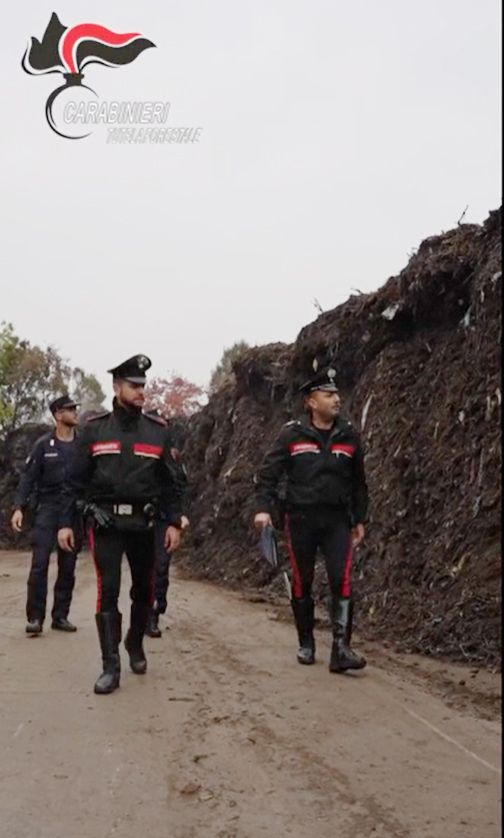 I carabinieri forestali in uno degli impianti coinvolti nelle indagini