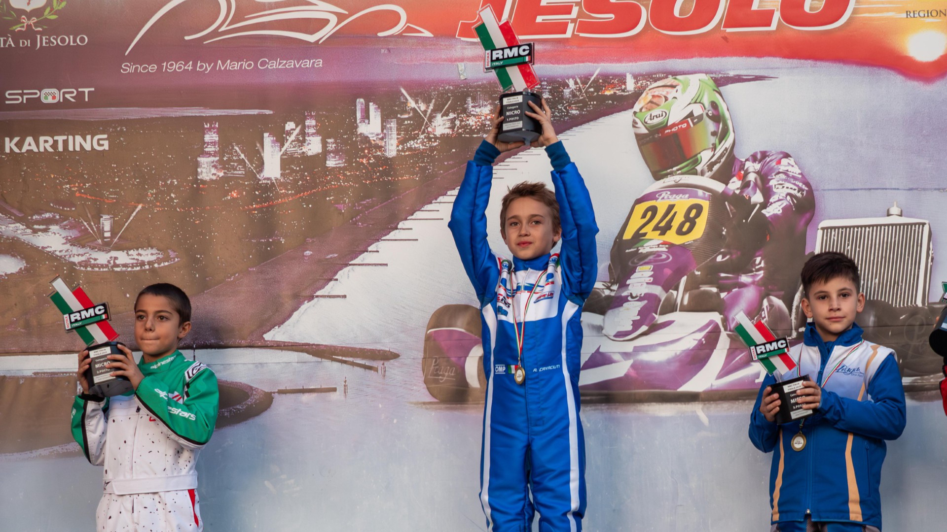 Il baby asso dei kart Alexander Cavaciuti campione italiano