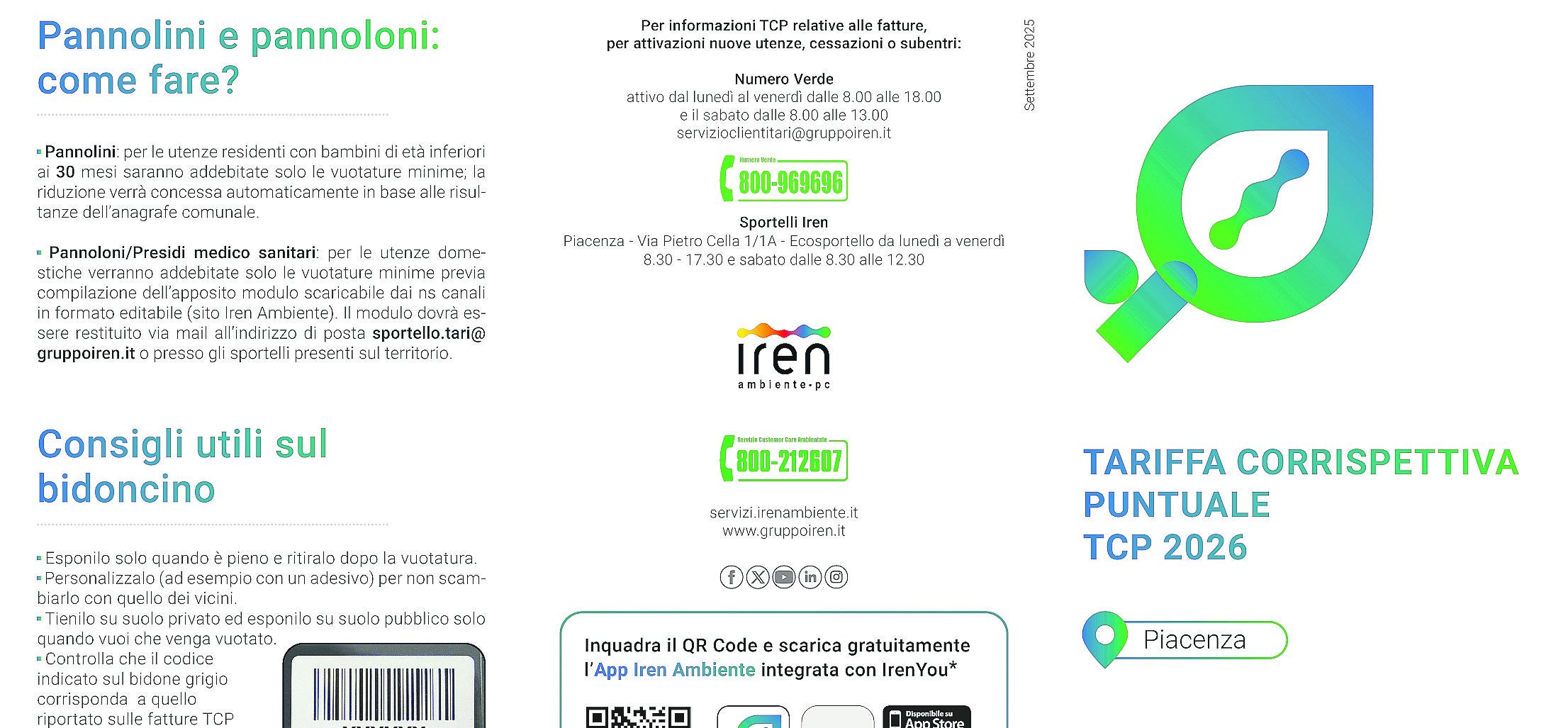 Il volantino informativo che accompagna la distribuzione dei bidoncini della raccolta porta a porta