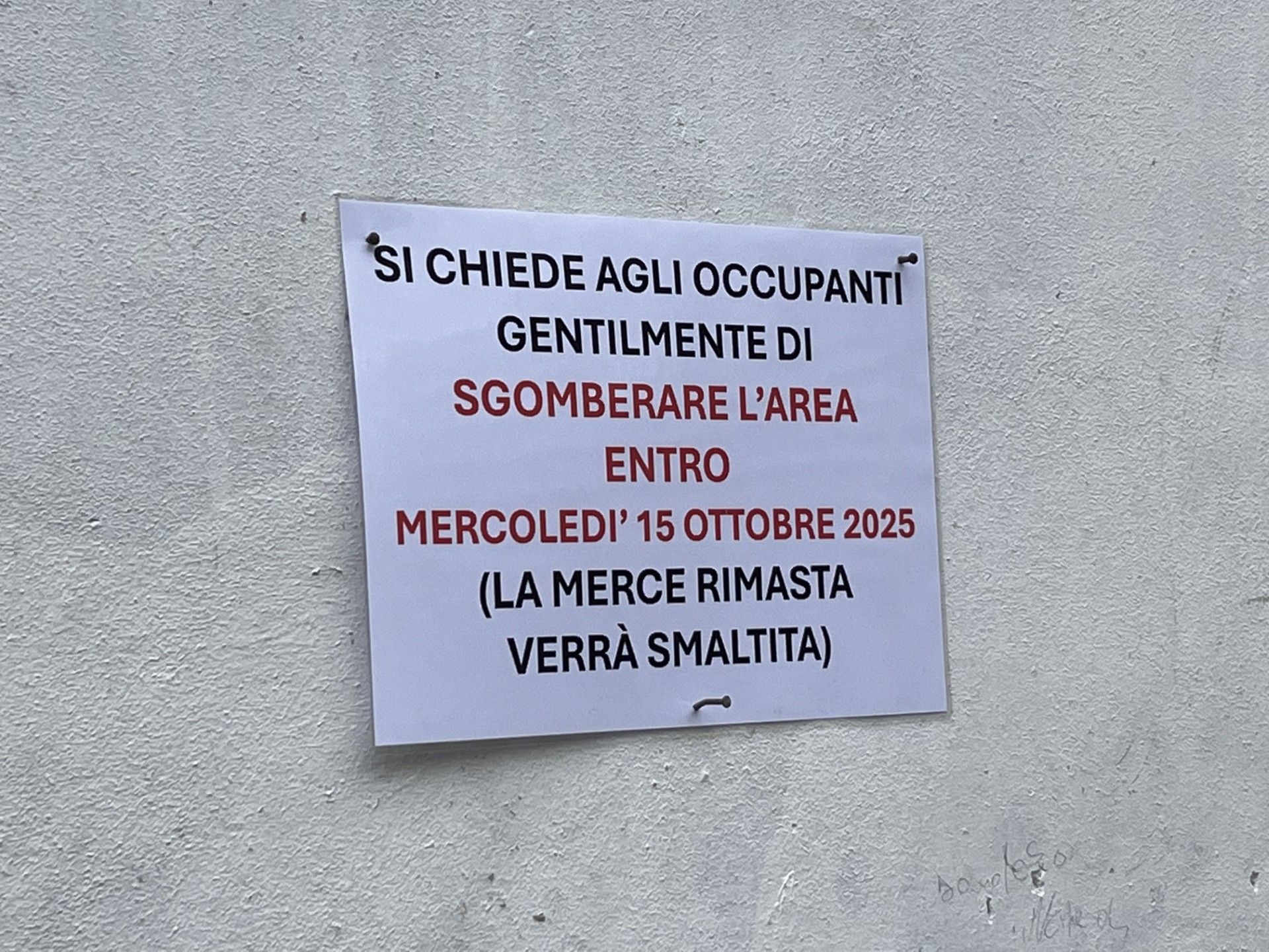 Il cartello esposto&nbsp;