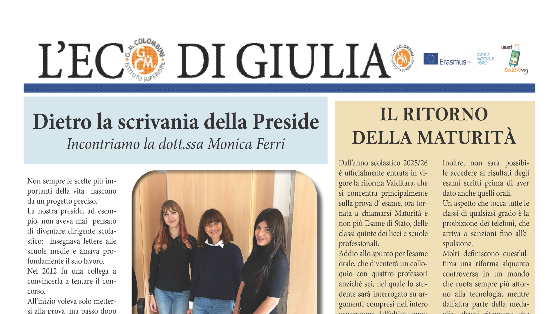 L'Eco di Giulia: oggi all'interno di Libertà il giornale del liceo Colombini