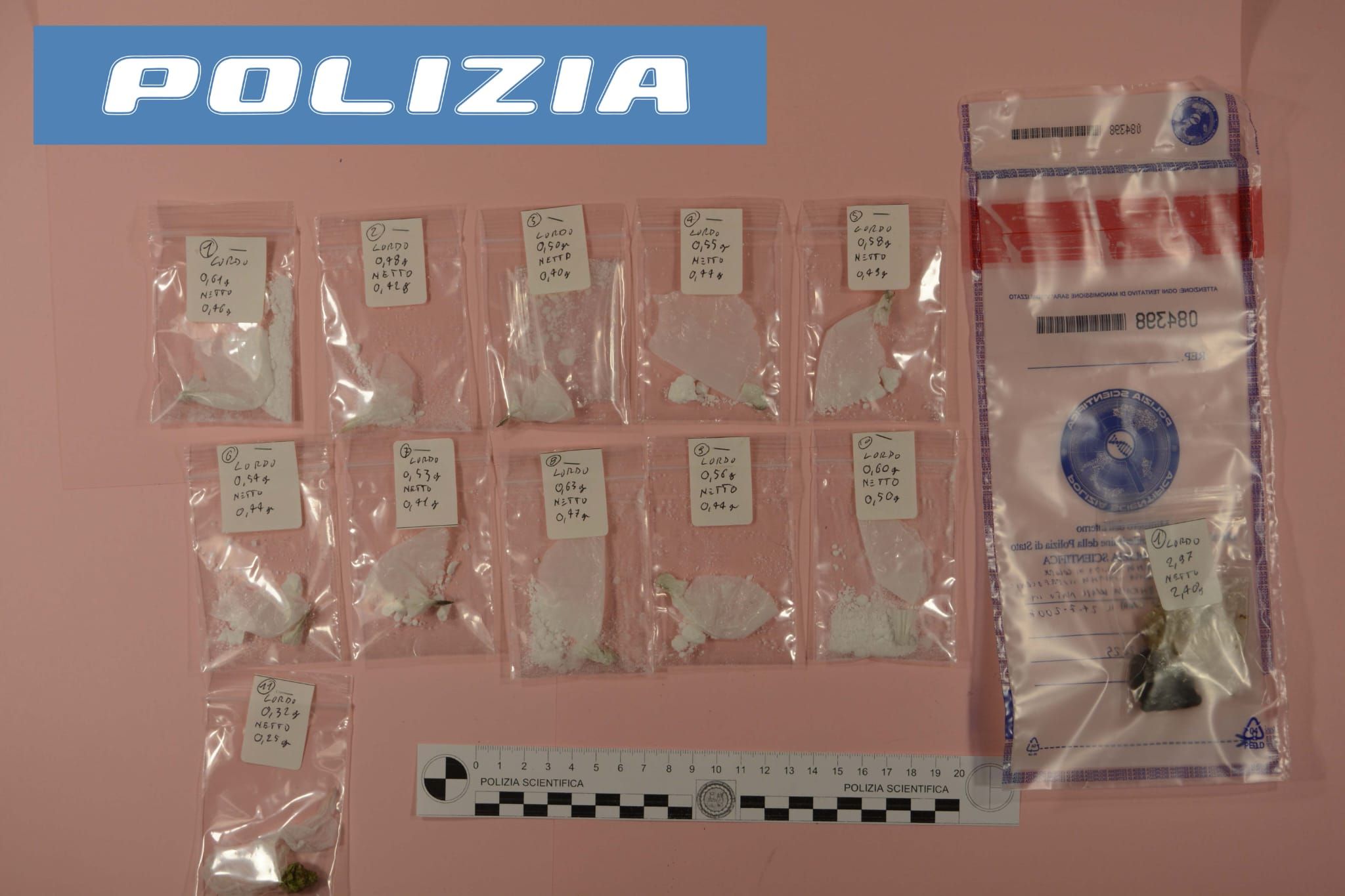 La sostanza stupefacente sequestrata