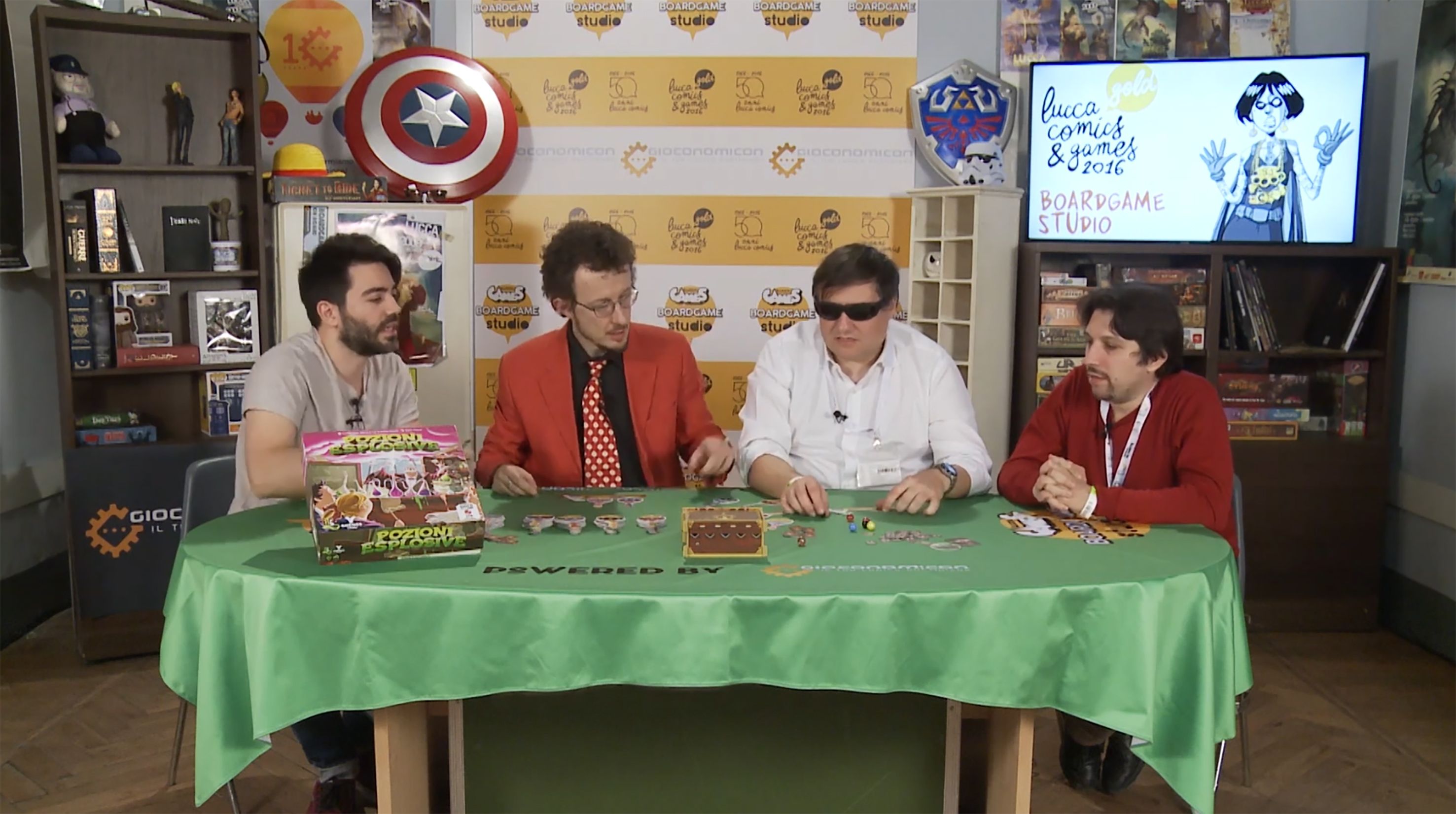 Lorenzo Silva, Luca Bonora, Paolo Cupola e Stefano Castelli alla presentazione di Pozioni Esplosive a Lucca nel 2015