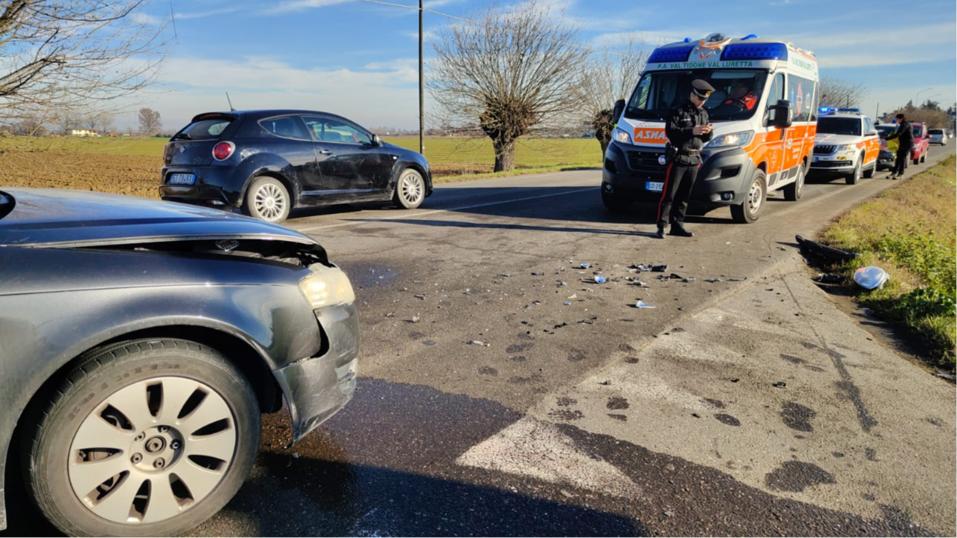 Scontro tra auto a Castelsangiovanni, due feriti lievi
