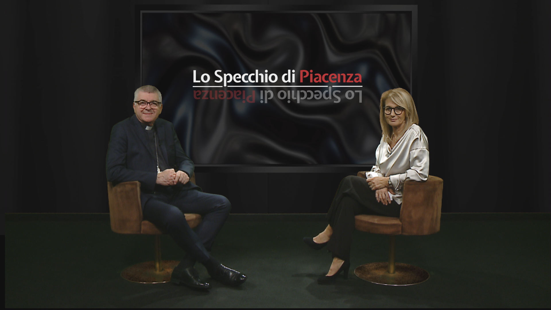 Uno scatto durante la puntata de "Lo Specchio di Piacenza"