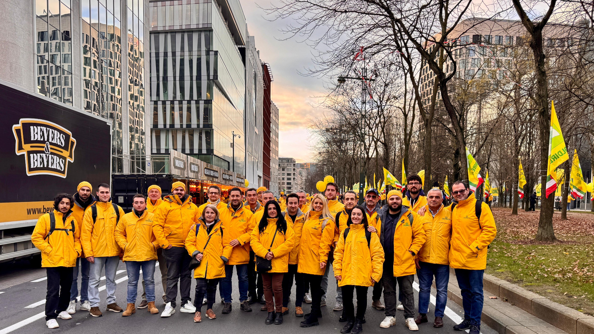 I piacentini presenti alla manifestazione di Bruxelles insieme al direttore Gallizioli