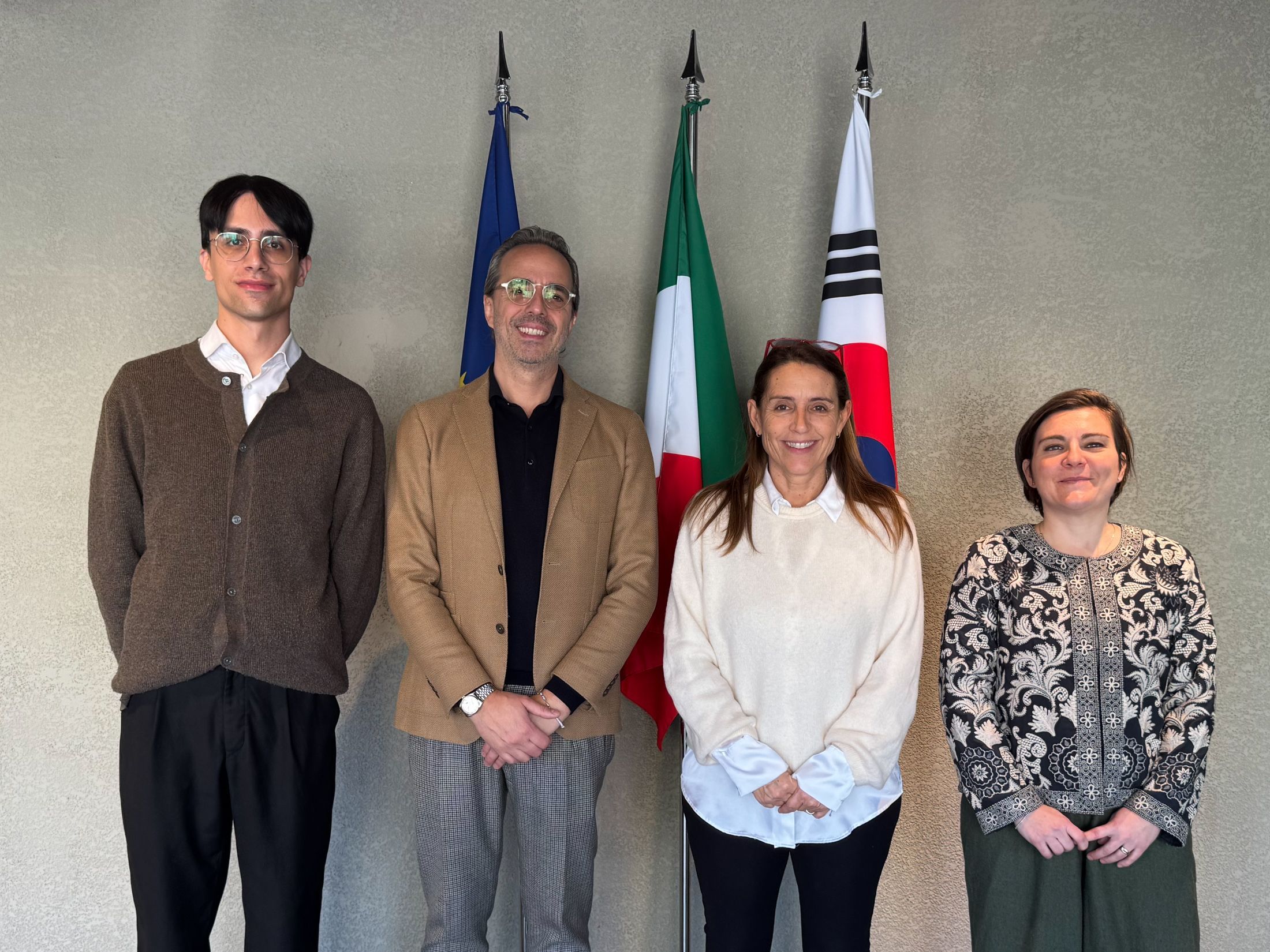 da sinistra: Niko Plumari e Jacopo Giuman (ITCCK), e Giulia Silva (Confindustria PC)    