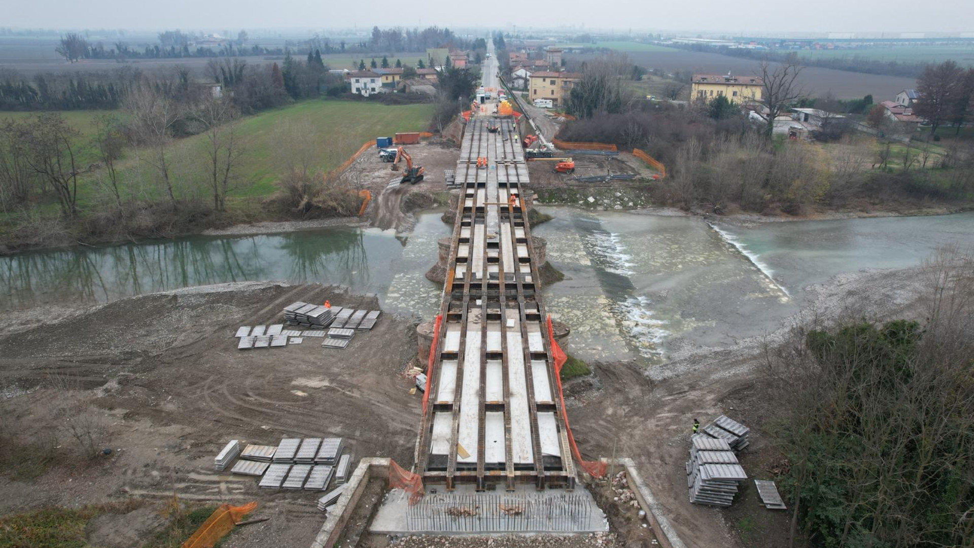 Il cantiere del ponte sul Nure (foto Anas)