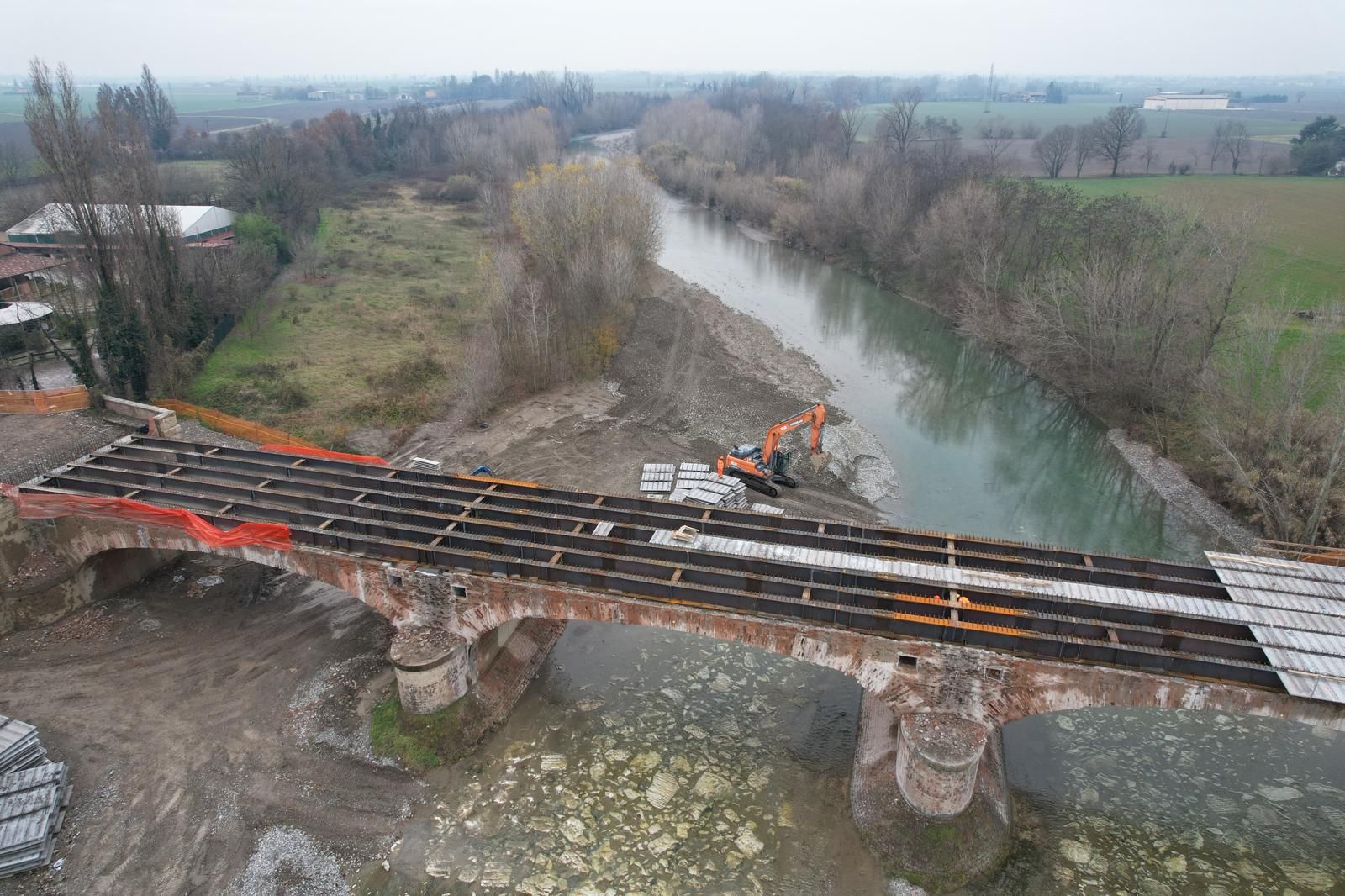 Il cantiere del ponte sul Nure (foto Anas)
