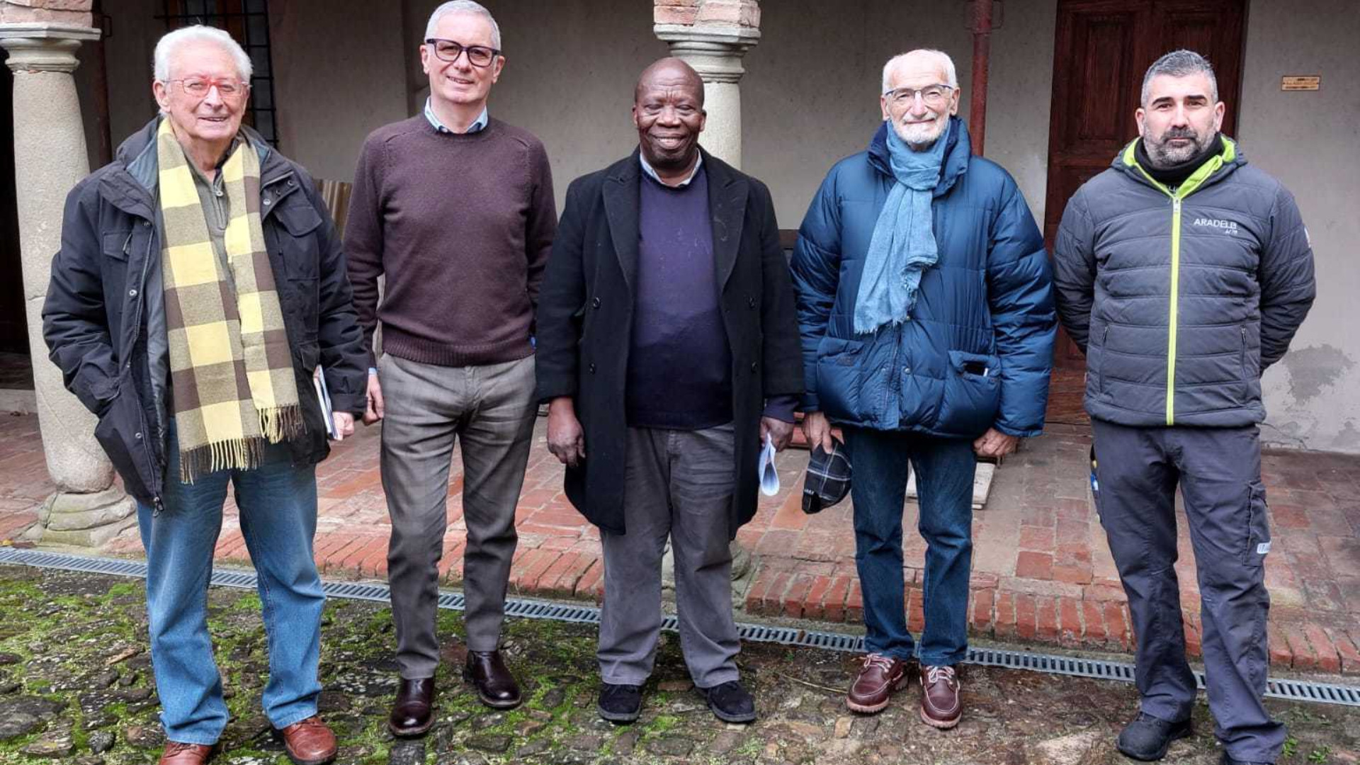 Federico Scarpa, Franco Albertini, don Francois Kitenge Owandji, Stefano Pareti e Andrea Aradelli