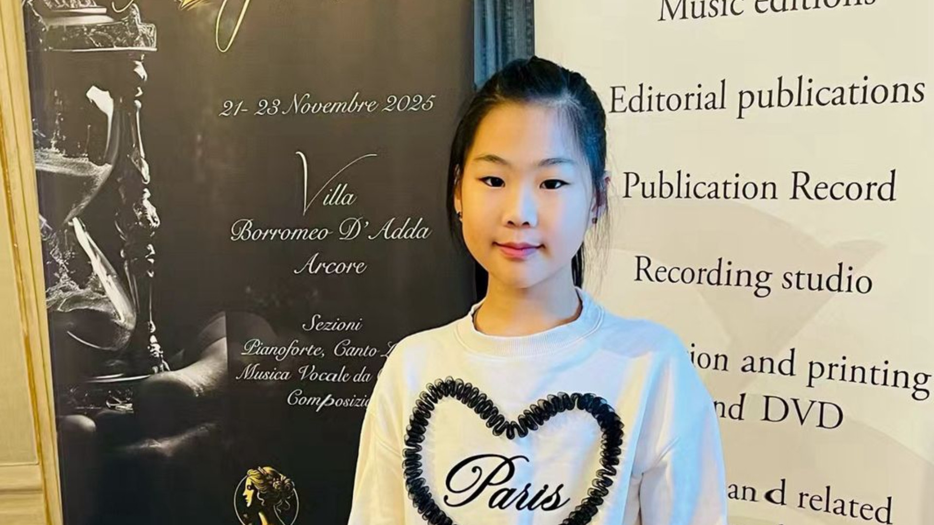 Ziqi Zhang, appena 9 anni, allieva della professoressa Maria Grazia Petrali