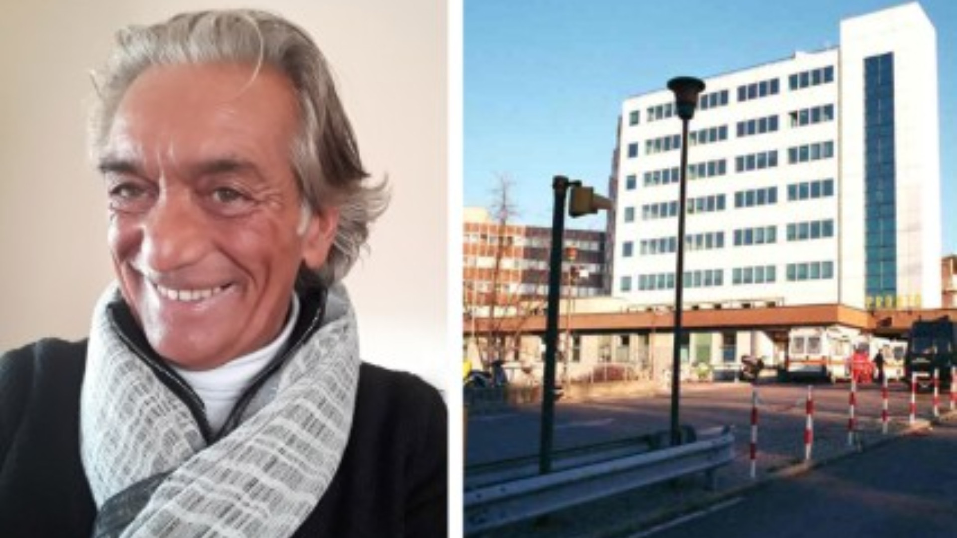 Claudio Ridolfo e l'ospedale Maggiore di Parma dove era stato ricoverato dopo l'incidente
