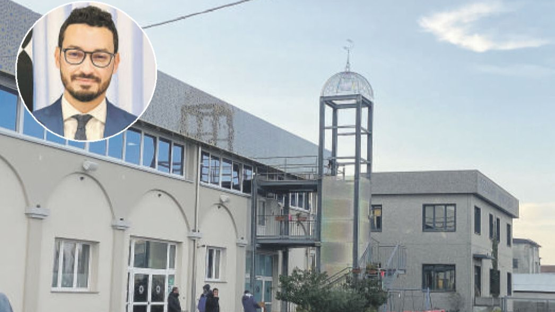 Il centro islamico sulla Caorsana e, nel tondo, Yassine Baradai, presidente Ucoii