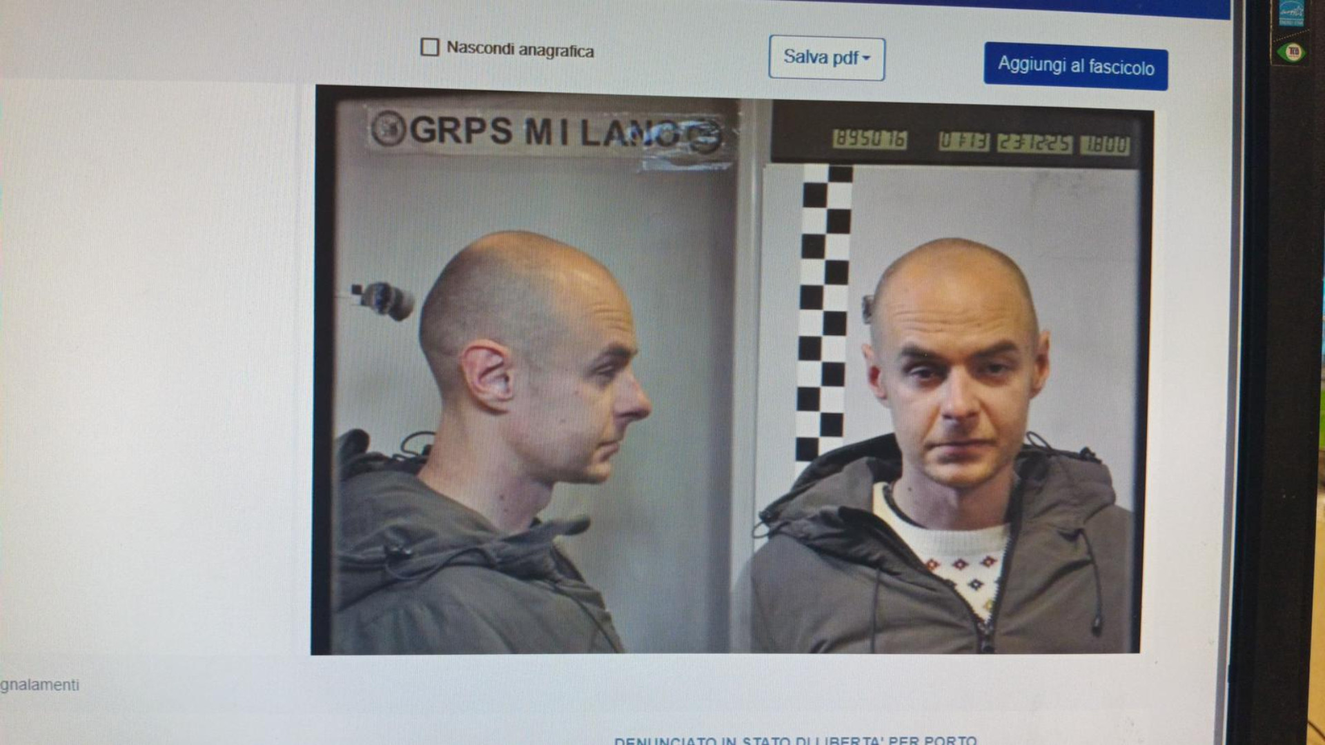 L'uomo ricercato dalla polizia