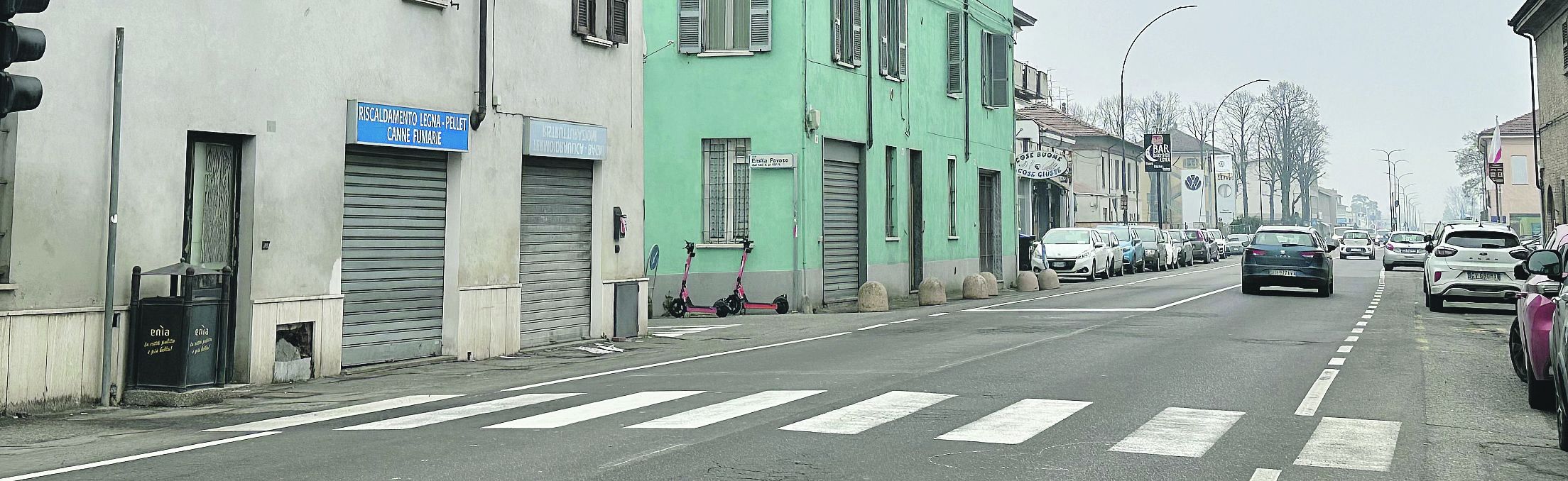 La via Emilia Pavese che attraversa la frazione di Sant’Antonio. FOTO BRUSAMONTI