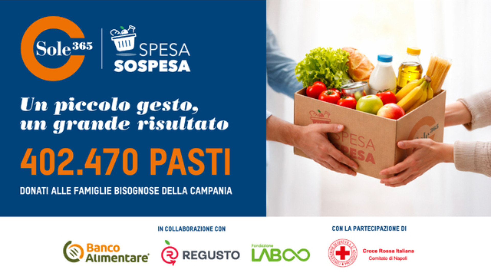 Sole365 e SpesaSospesa.org®: la solidarietà raddoppia in Campania