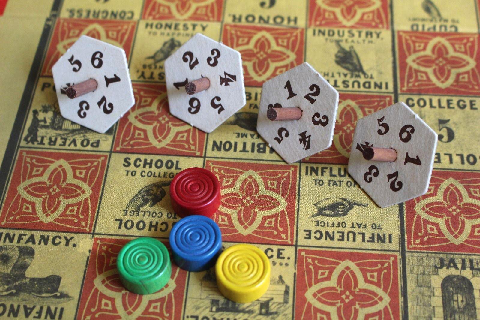 La moralità era talmente importante per Milton Bradley che in The Chekered Game of Life decise di sostituire i dadi, troppo legati al gioco d'azzardo, con delle "trottole"