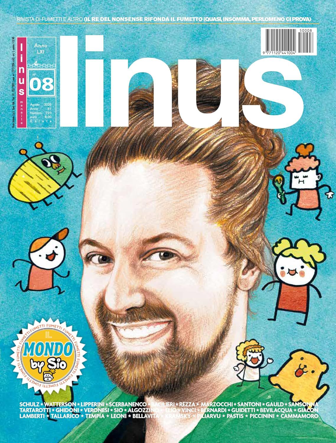 La copertina del numero di agosto 2025 che "Linus" ha dedicato a Sio