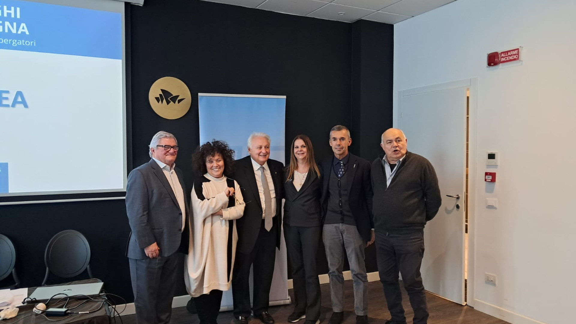 Da destra il vicepresidente Emio Incerti (delega per le Terme),  il vicepresidente vicario Patrizia Rinaldis (delega per la Costa), il presidente Amedeo Faenza, il vicepresidente Ludovica Cella (delega per l’Appennino), il vicepresidente Giovanni Trombett